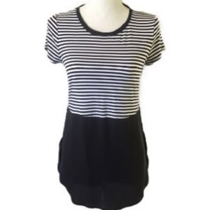 WHBM Stripe Knit Woven Top